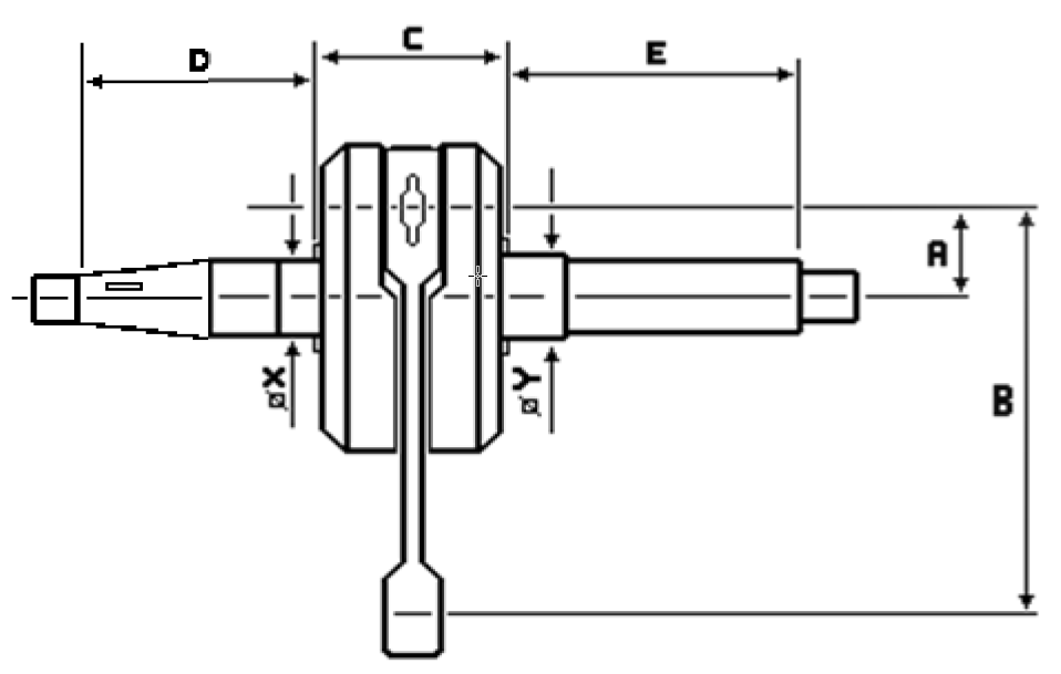 Rito Vollwangenkurbelwelle 41,8mm Hub, Zündapp 5-Gang, KS50